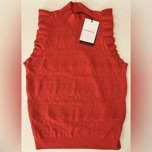 New! WHO WHAT WEAR Red Clay Sleeveless Mock Neck Sweater, Large